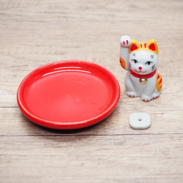 日本製 手作線香座 | 招財貓 虎紋