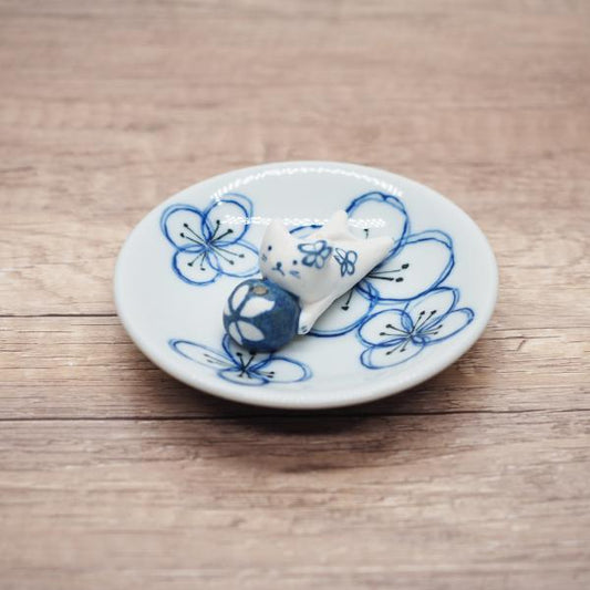 日本製 手作線香座 | 染貓 (花)