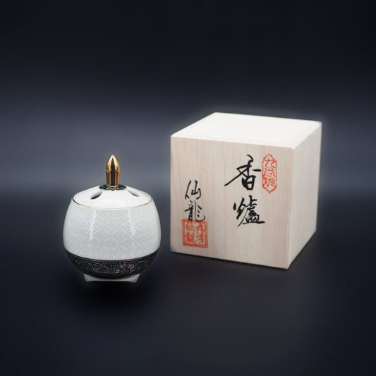 九谷燒 2.8号豆香爐 白七宝