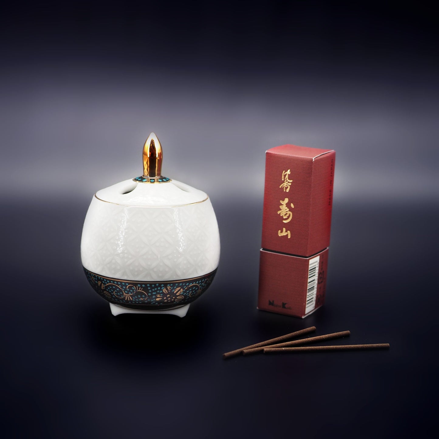 九谷燒 2.8号豆香爐 白七宝