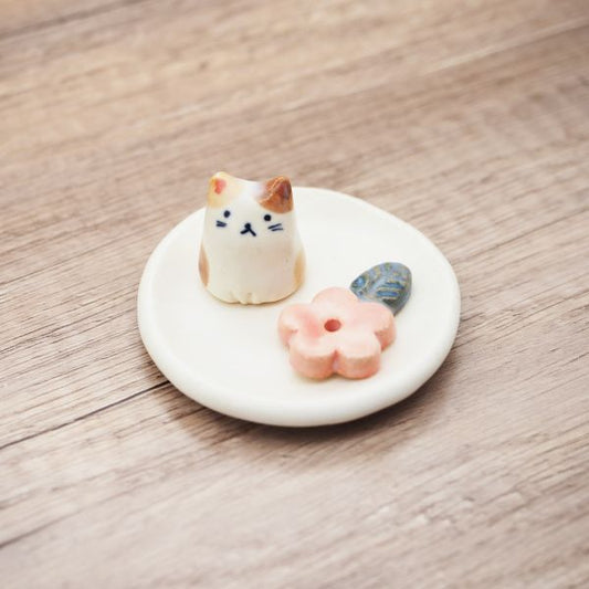 日本製 手作線香座 | 小花貓